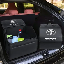 Samochód składane pudło do przechowywania podróży Camping skórzana torba dla Toyota Hilux CHR Yaris Aygo Auris Supra Verso Corolla Avensis RAV4 Land tanie tanio CN (pochodzenie) Pojemnik do bagażnika Torba PU leather 30cm*30cm*28 5cm Foldable 1 Pcs set