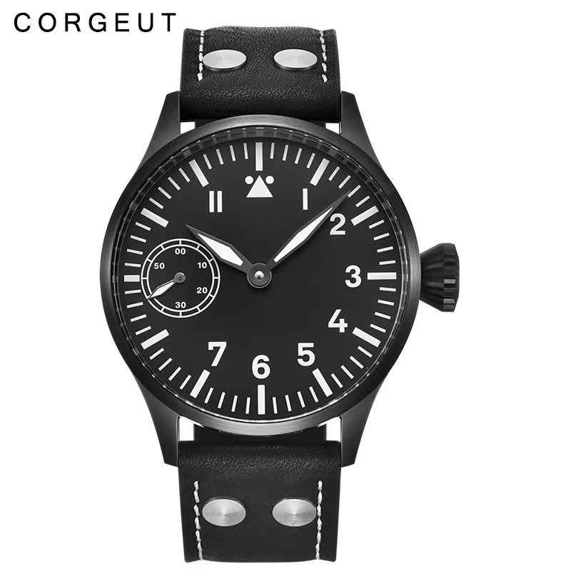 Corgeut 17 Jewels механические наручные часы Чайка 3600 движение 6497 Модные Кожаные Спортивные Светящиеся мужские роскошные Брендовые Часы - Цвет: 2017B-PW