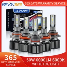 Bevinsee H1 H7 A MENÉ Des Ampoules D'antibrouillard H8 H9 H11 LED Lumières 880 881 9005 HB3 9006 HB4 Lampe De Brouillard De Voiture 50W 6000K Phares Blancs 