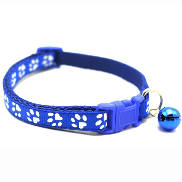 2 шт милый мультяшный ошейник для щенка регулируемое ожерелье из полиэстера милый с колокольчиками принт кошка ожерелье ошейник для собак поставка@ 3 - Цвет: D  Blue