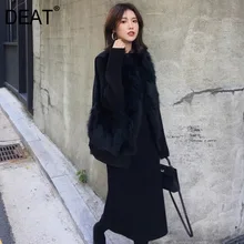 [DEAT] Зимний тонкий теплый женский жилет из искусственного лисьего меха без рукавов с круглым воротником для отдыха AT163