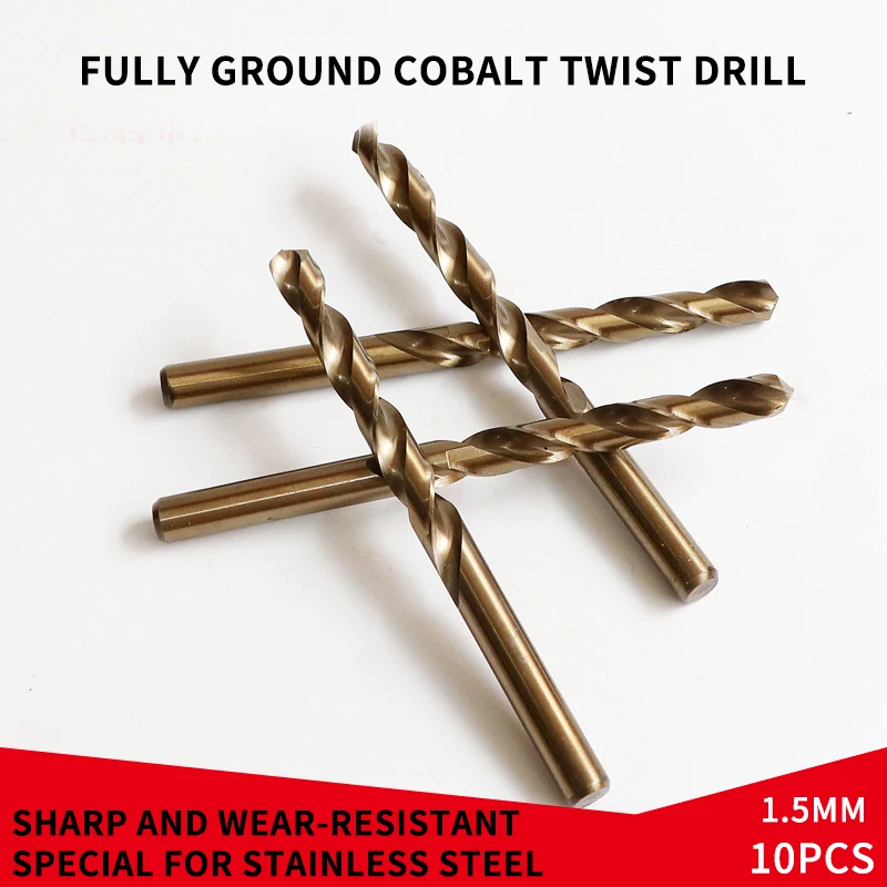 

10PCS 1.5-8.5mm Twist drill bit Woodworking HSS Coated Titanium Coated Twist Drill Bit Set For Wood Copper Metal Tool