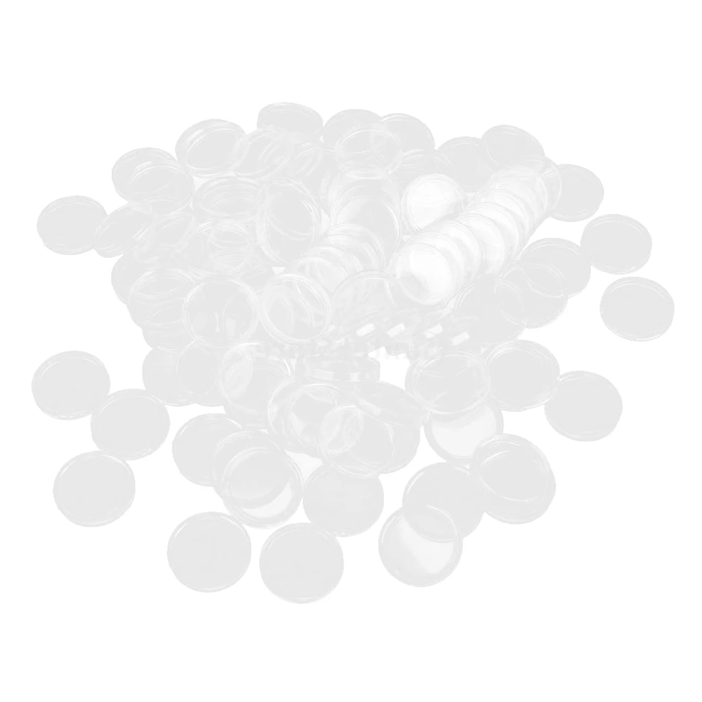 Plastic Coin Capsules Round Coins Holder 21mm-40mm Clear Storage Container Protective Case, 100 Pieces