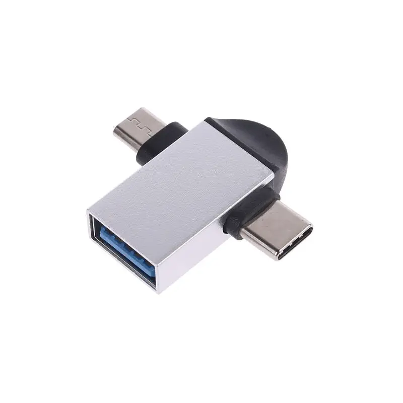 Серебристый 2 в 1 USB 3,0 Micro usb type C OTG адаптер type C конвертер для Xiaomi samsung USB адаптер Android смартфонов - Цвет: Серебристый