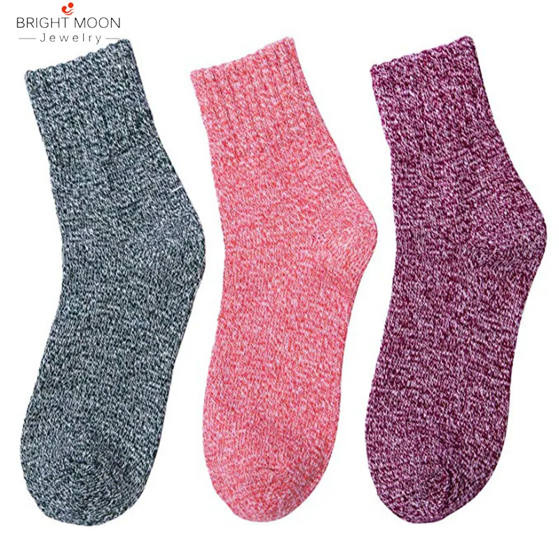 Яркая луна, пять пар мужских и женских зимних теплых носков с имитацией шерсти, толстые тканые толстые носки, одноцветные матросские носки