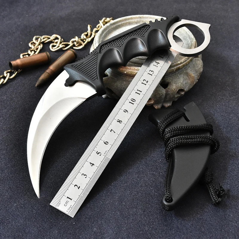 

Fixed Blade Knives 7Cr17Mov Neck Knife Hunting Survival Tactical Outdoor Camping Defense Pocket Knives Hand Tool + Sheath