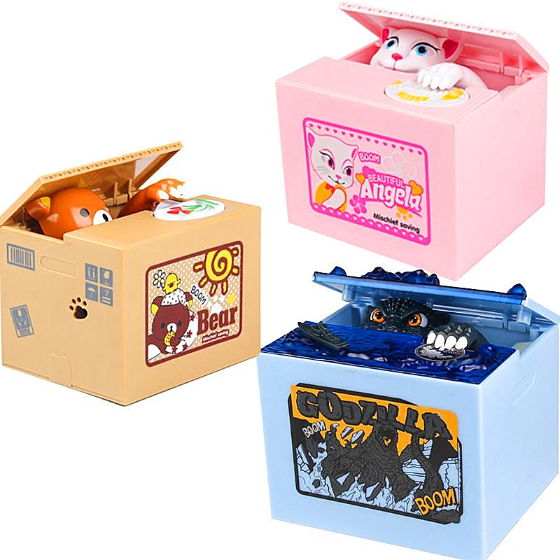 

Coin Money Piggy Bank Box Godzilla DoraemonHelloKitty steal Saving Coins Bank Creative Piggy Box Birthday Gift Desktop Decor