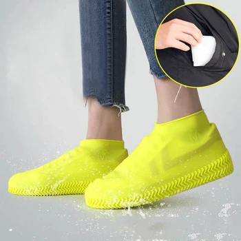 

Reusable Waterproof Silicone Shoe Covers Slip-resistant Rain Boots Women Men Shoes Cover Protectors For Indoor Outdoor Camping