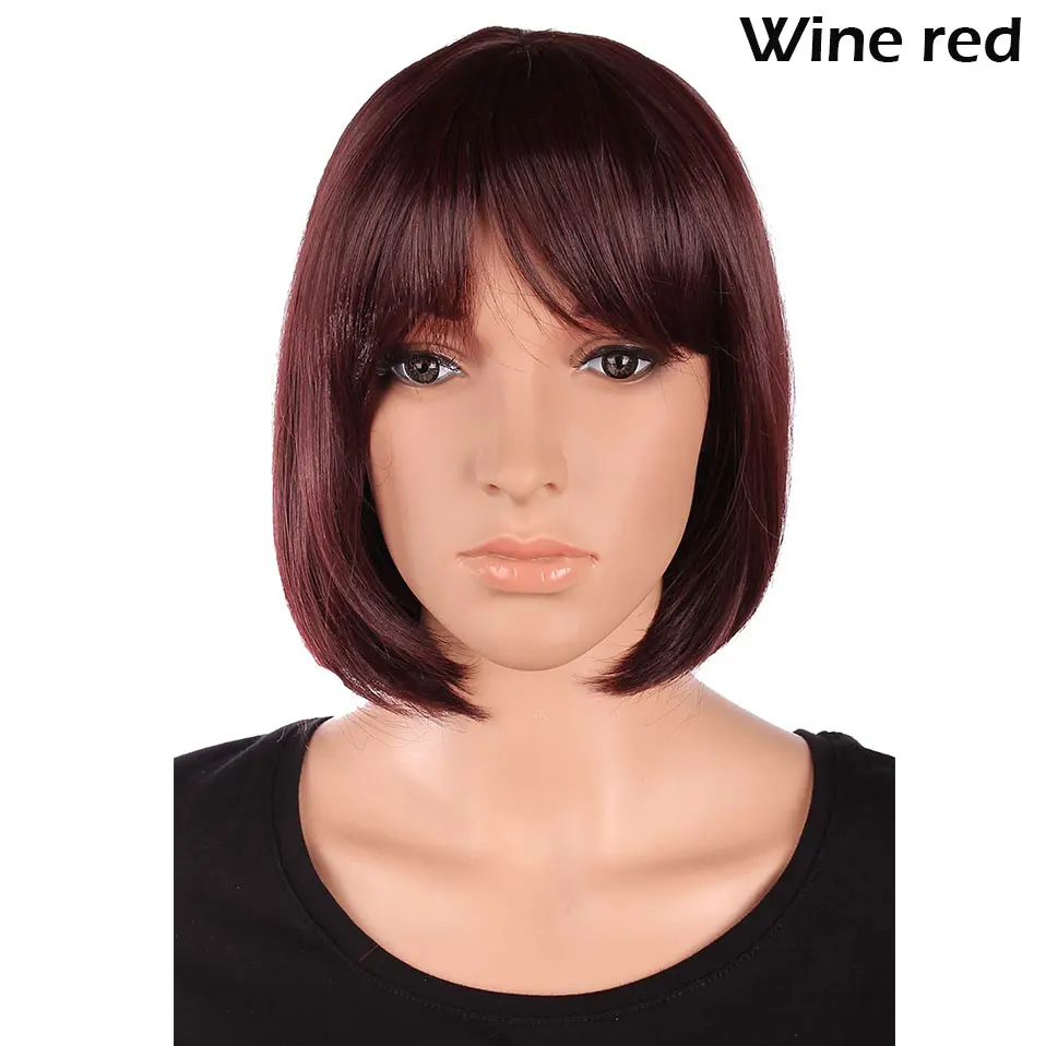 SNOILITE 12 дюймов короткий прямой Боб парики для женщин термостойкий синтетический парик черный коричневый красный 11 видов цветов для женщин короткий парик