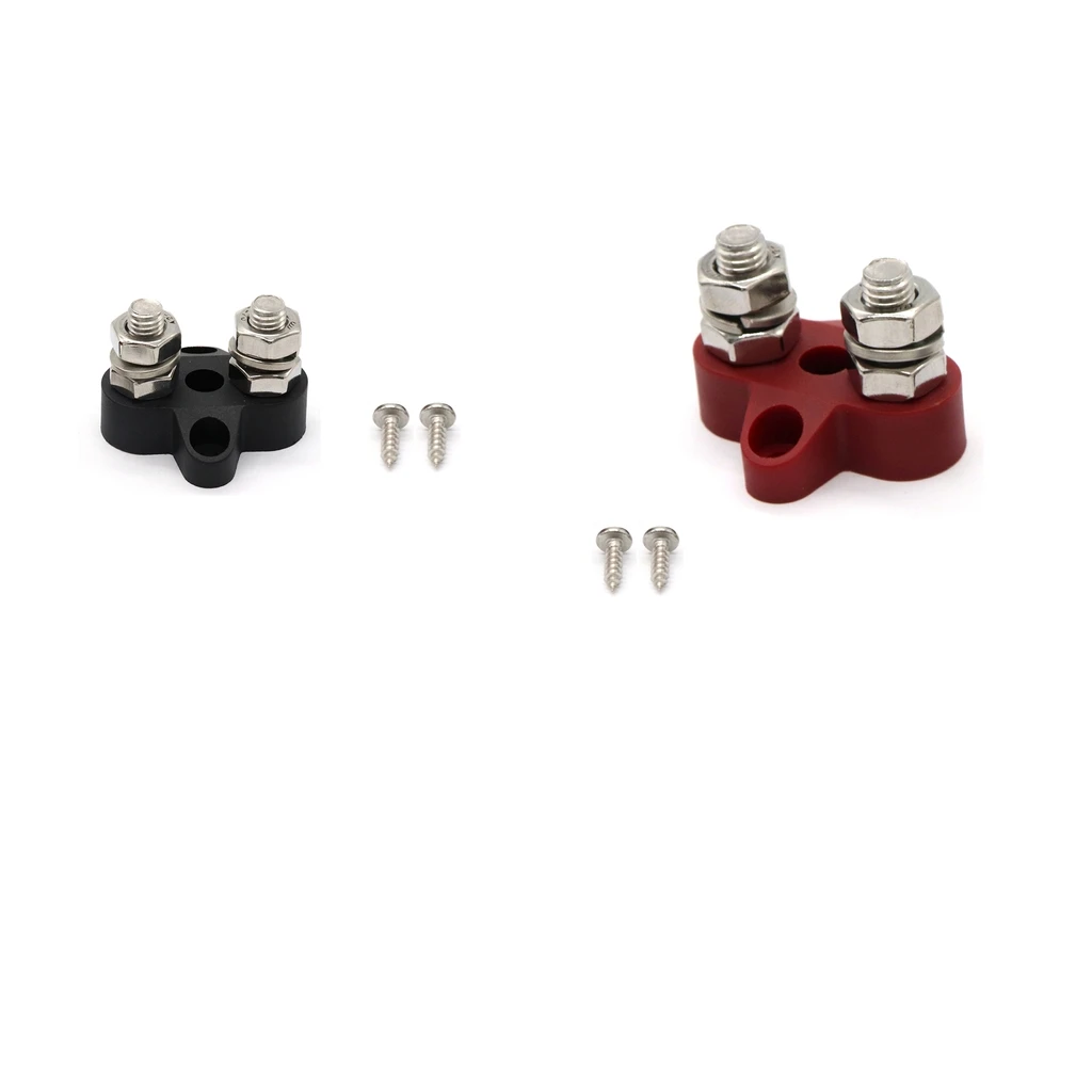 Red & Black Junction Block Power Post Set Insulated Terminal Stud M8