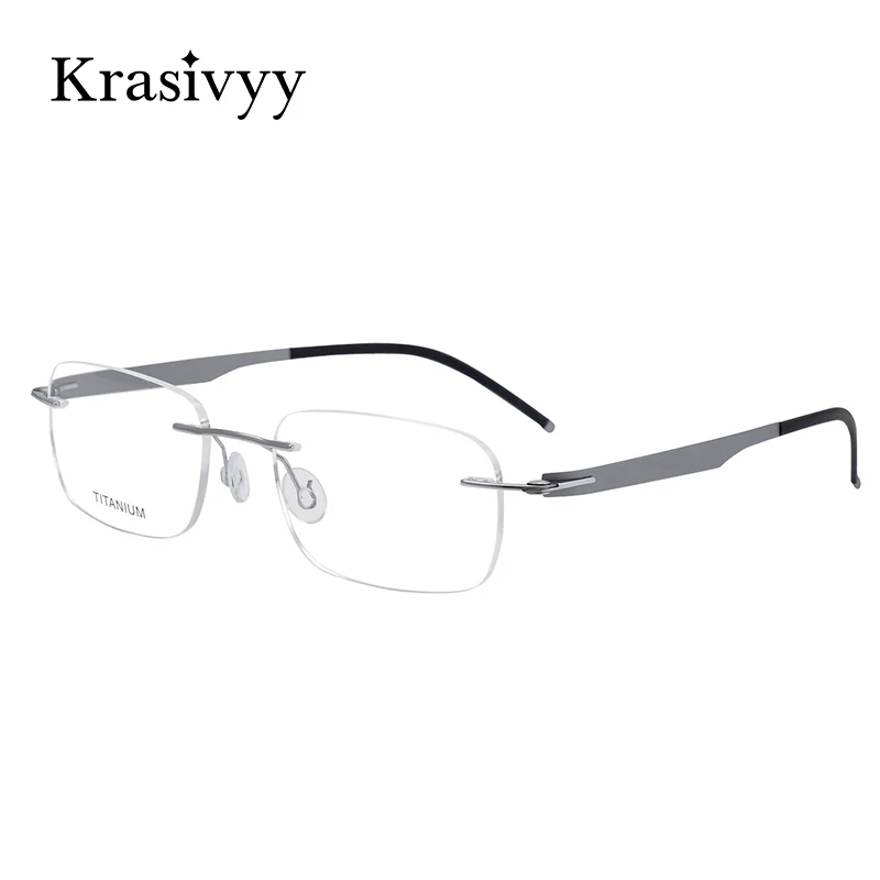 

Krasivyy Rimless Glasses Frame Men Pure Titanium Square Screwless Myopia Eyeglasses Women Prescription Frameless Eyewear