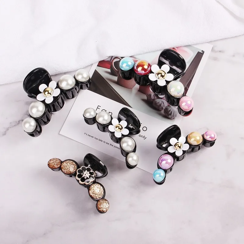 

XPAYXPAY Hair Clip for Women Girls Hair Accessories Flower Clip Pearl Bath Small Fresh Bow Catch Fragrance Wind Wild Hair Pearl