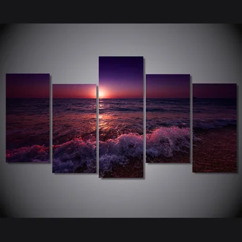 

5 Pieces Sunset Greece Sea Evening Sky Painting On Canvas Room Decoration Print Poster Picture Canvas Painting
