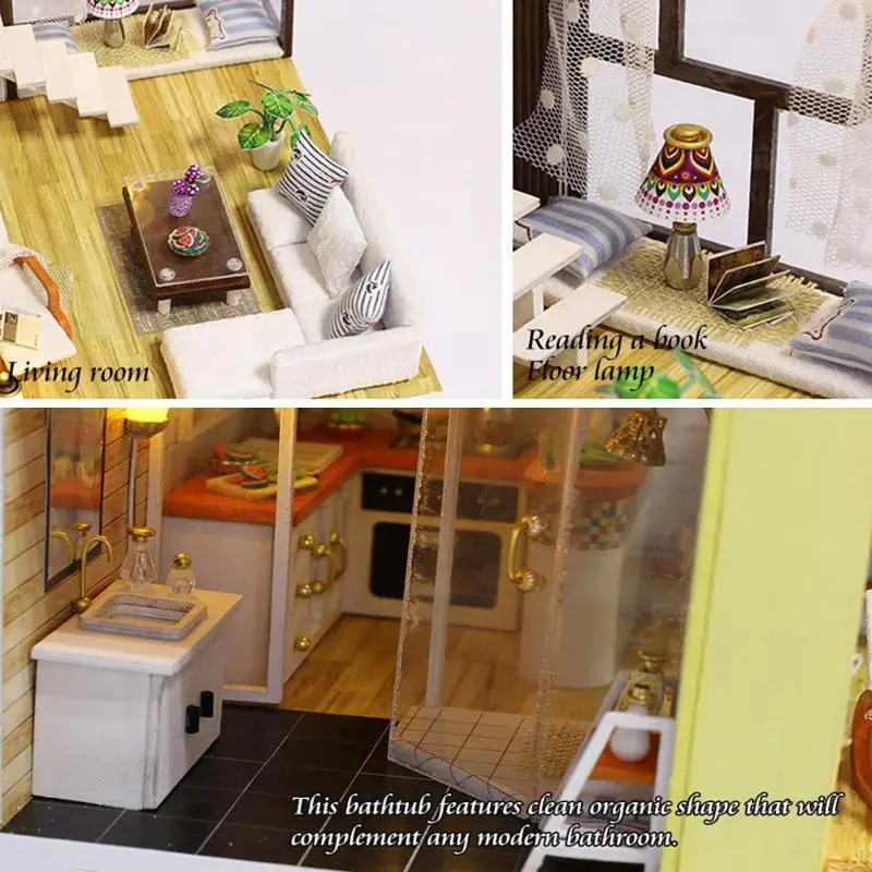 Сборная модель здания игрушка кукольный дом деревянный миниатюрный DIY кукольный домик мебель комплект ручной работы подарки на день рождения свадебные декорации