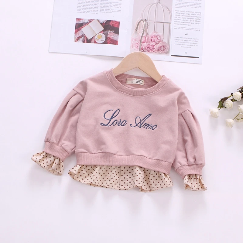 

DAILOU Cute Baby Girl Clothes Cotton o-neck Toddler Kids Long Sleeve Pink Tops Sweatshirt 1-3 Years Baby Girl Outfit