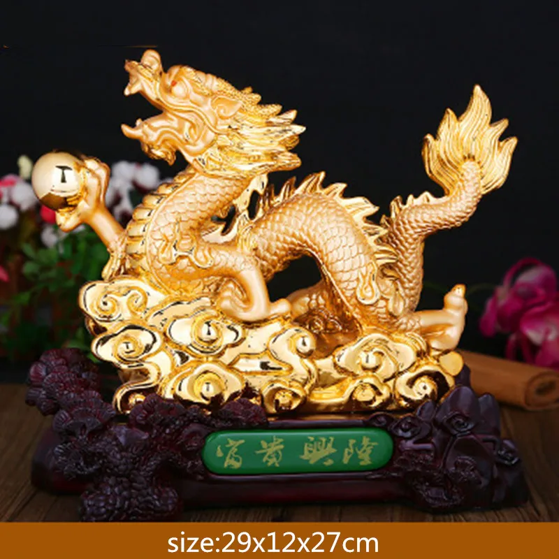 Fengshui – Statue de Dragon chinois, Figurines porte-bonheur, en feuille  d'or, artisanat, Sculpture d'animaux, décor de maison et de bureau -  AliExpress