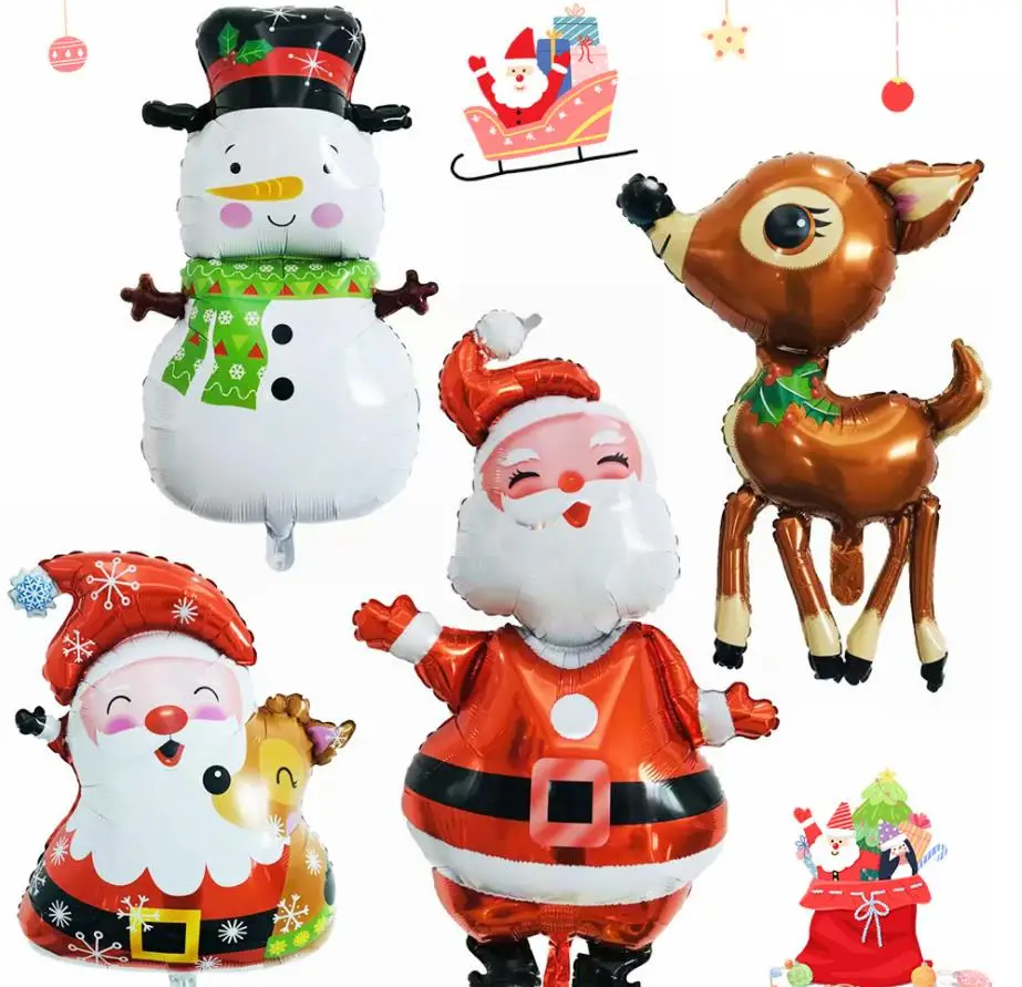Рождество День фольга Воздушные шары Снеговик колокольчики Санта Клаус Рождественская елка украшение мультяшный набор для вечеринки