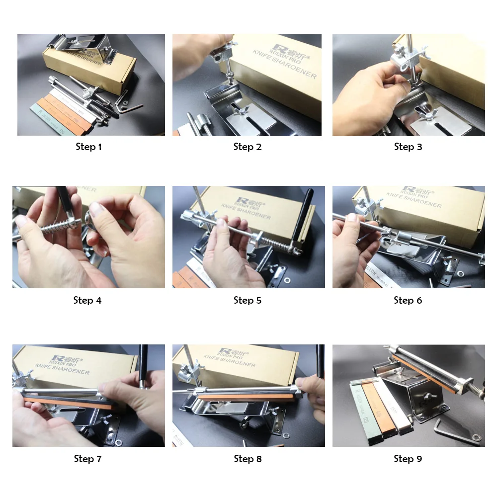 

New Upgraded Fixed-angle Knife Sharpener Kit Full Metal Stainless Steel Professional 4 Sharpening Stones