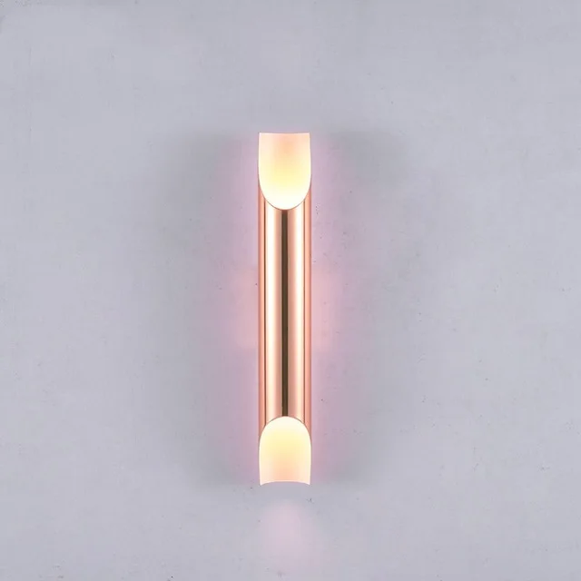 1 head rose gold Скандинавский светодиодный настенный светильник черного и золотистого цвета с металлической трубой, настенный светильник для спальни, светильник фонарик, светильник - Цвет абажура: 1 head rose gold