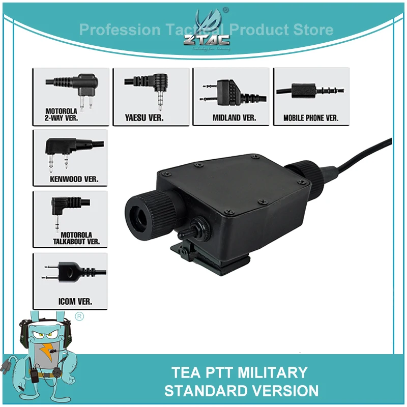 ZTac PTT тактический страйкбол чай PTT авиационная гарнитура аксессуары военный радио Midland Softair Push To Talk Peltor Kenwood Z116