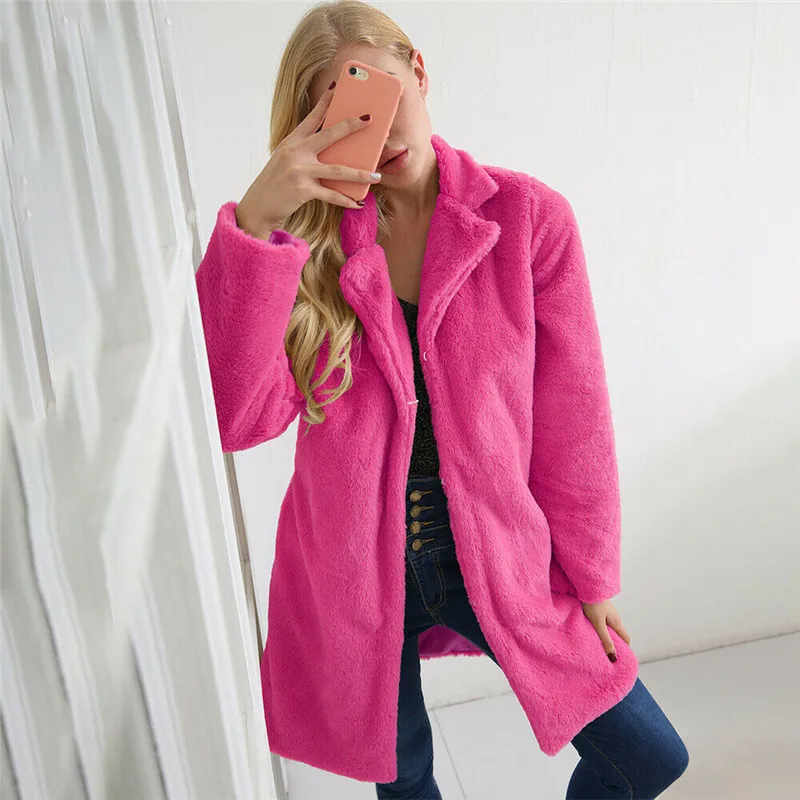 Зимний теплый плюшевый мишка, пальто из искусственного меха, куртка, Женская Повседневная приталенная пушистая винтажная верхняя одежда, модный джемпер - Цвет: ED00108HP