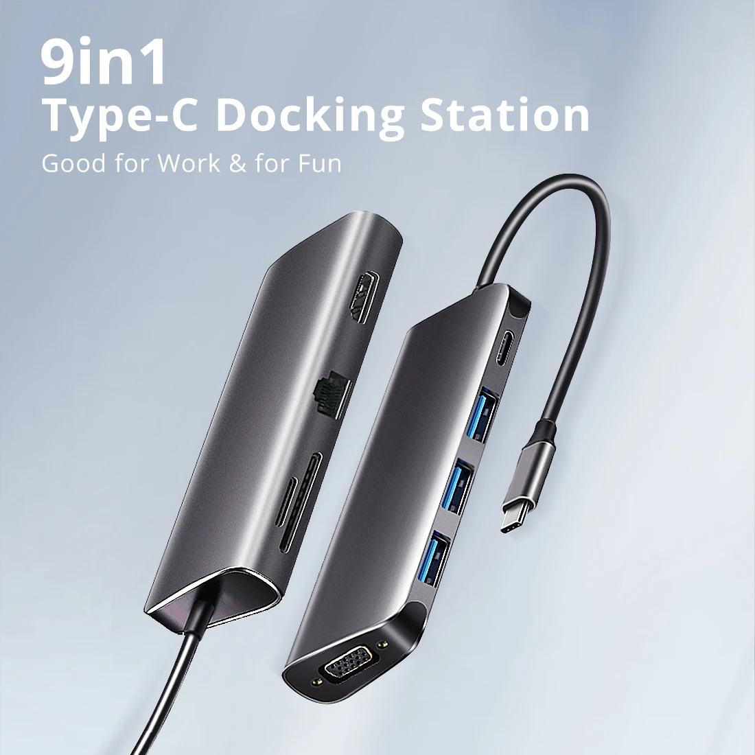 ISky type C концентратор док-станция 9 в 1 USB C PD LAN RJ45 HDMI SD TF USB3.0 VGA концентратор для смартфона