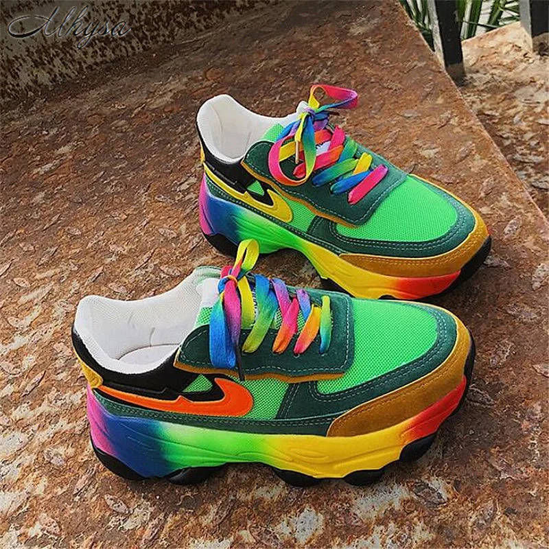 

Mhysa 2020 Spring Mesh Sneakers Women Trendy Daddy Shoe Laces Platform Shoes New Color Matching Camouflage Casual Shoes L1397