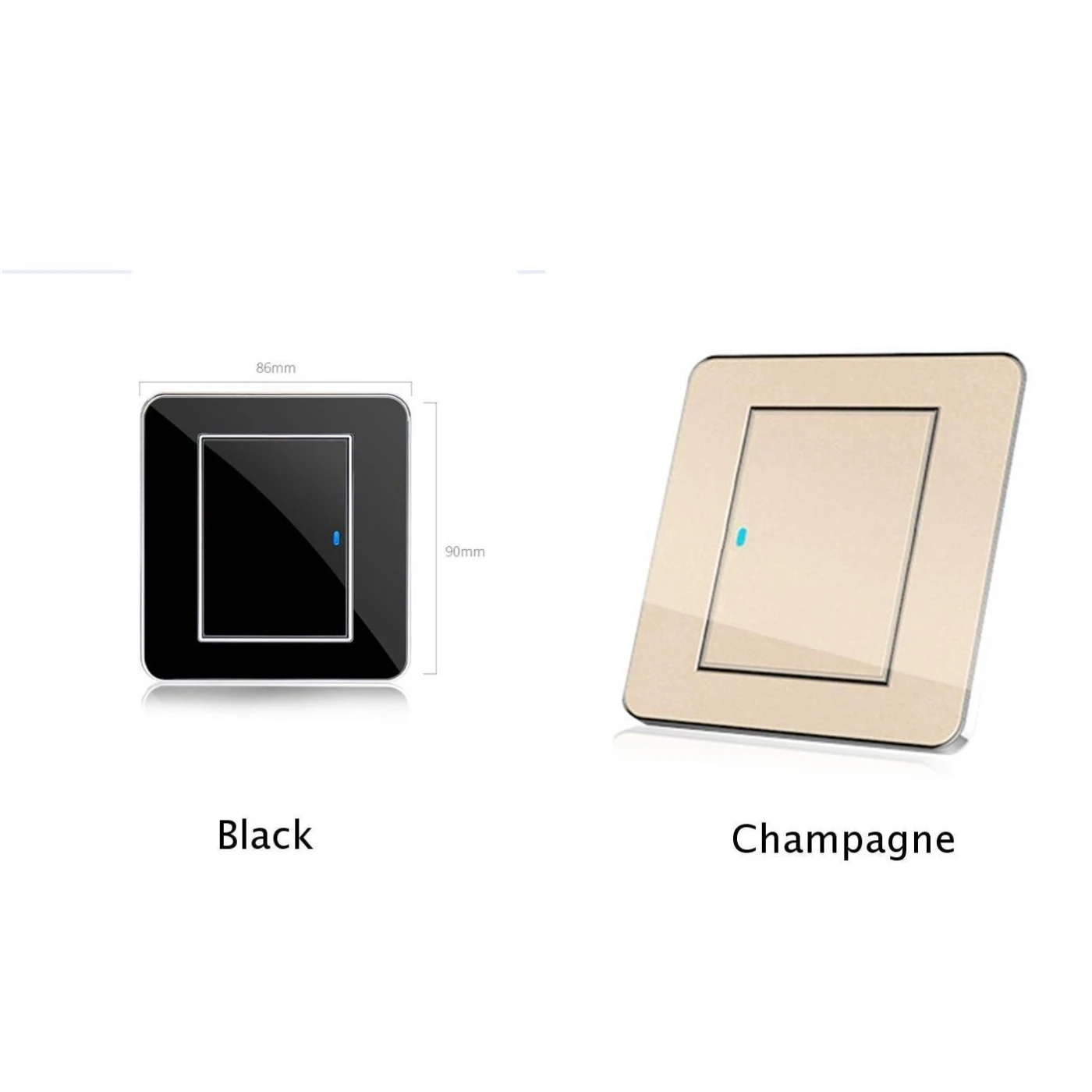 1x1Button 1Way LED Indication Light Switch Wall Switch Panel Touch Control Black
