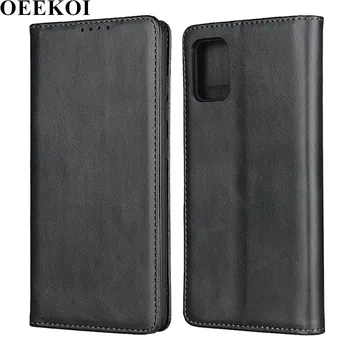 

OEEKOI Calf Stripe Magnetic Snap Wallet Leather Case for Samsung Galaxy A51