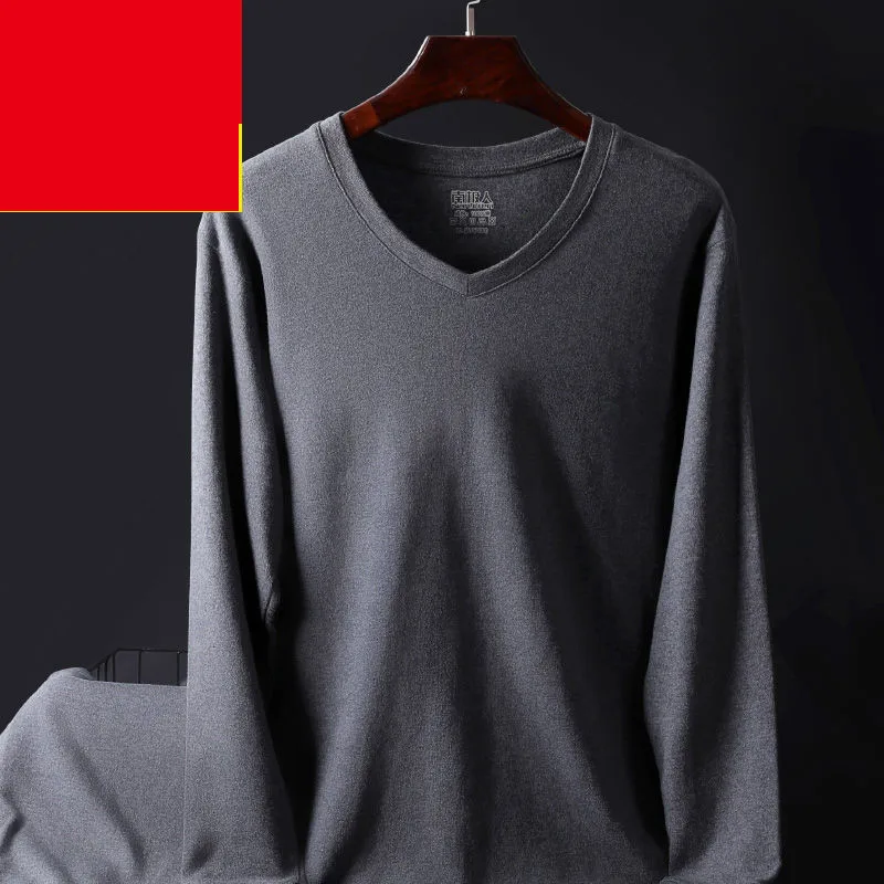 V-neck Комплекты термобелья для Для мужчин зимний термо нижнее белье подштанники Зимняя одежда мужская Толстая Термальность Костюмы сплошной хлопок - Цвет: V-neck