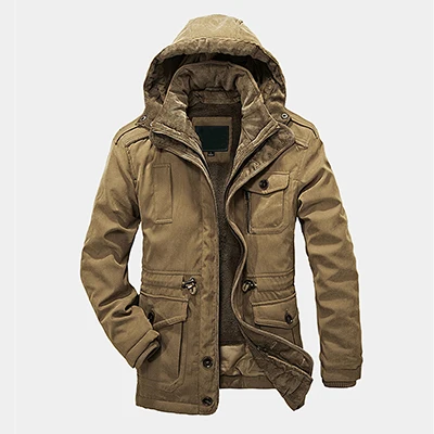 iSurvivor Winter Jacket Men Casual Thicken Warm Minus 40 Degrees Cotton-Padded Jackets Men's Hooded Windbreaker Parka - Цвет: Khaki
