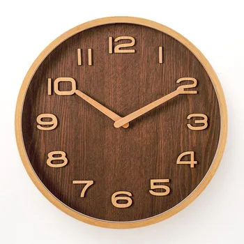 

Minimalist Wall Clock Nordic Modern Wood Garden Clock Quartz Watch the Original Wooden Bedroom Living Room Mute Air Pocket Watch