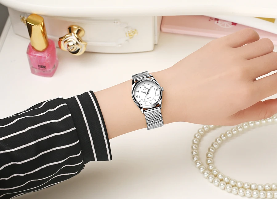 Reloj mujer WWOOR женский раскошный ремешок для часов Брендовые женские часы под платье стальной сетчатый ремешок повседневные часы из розового золота кварцевые наручные часы