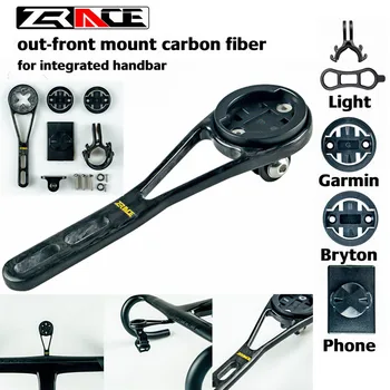

ZRACE Carbon Fiber Bike Computer Holder Out Front Mount Holder For Integrated Handbar, iGPSPORT Garmin Bryton GoPro Mobile Phone