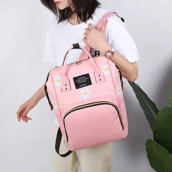 

Maternity Nappy Big Capacity Bag Oxford Cloth Mummy Women Flower Print Backpack Shoulder School Bags Cute Knapsack