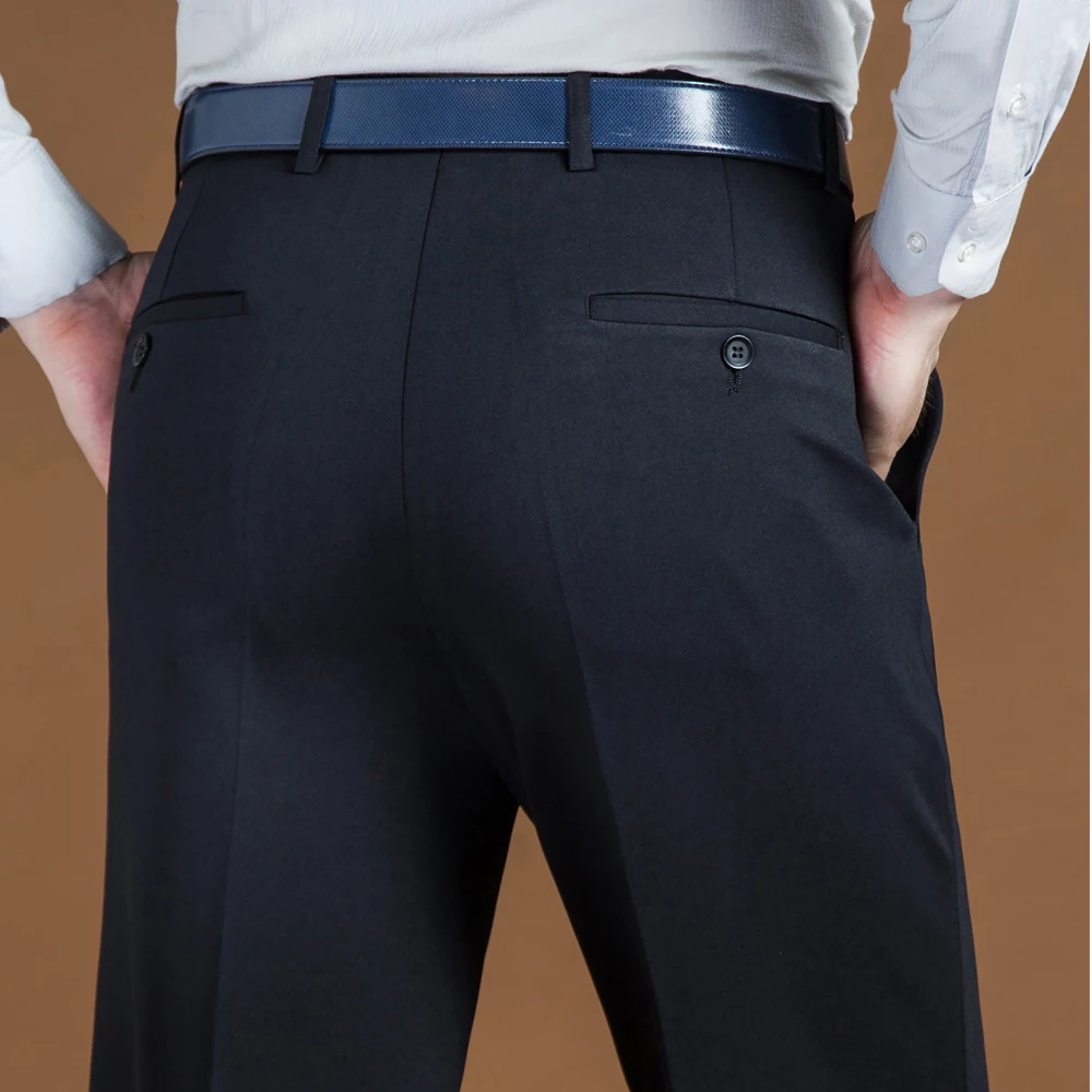 

2020 Autumn New Men's Elastic Cotton Suit Fit Straight Business Casual High Quality Knit Pants