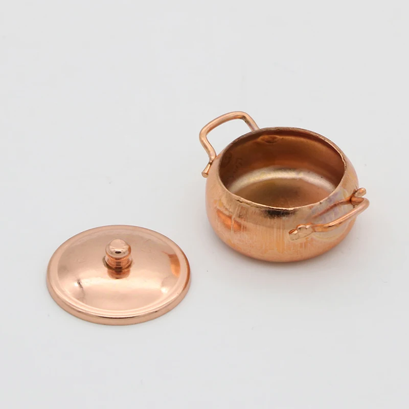 Simulation 1/12 Scale Dollhouse Miniature Frying Pan Cooking Pot Kettle Cookware Cooking Micro Steamer Kitchen Utensils Toy 4