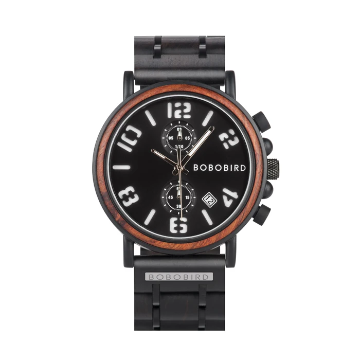 Relojes hombre BOBOBIRD Топ бренд класса люкс мужские часы Дерево водонепроницаемый хронограф наручные часы с подарочной коробкой zegarek meski L-S26 - Цвет: L-S26-1