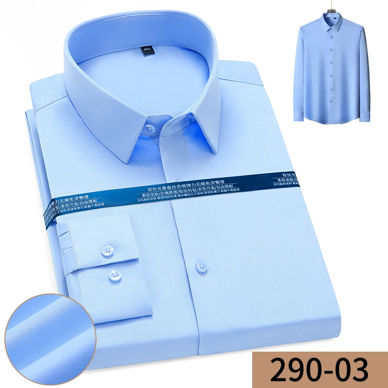 New Stretch Anti-Wrinkle Cotton Men's Shirts Long Sleeve Dress Shirts For Men Slim Fit Camisa Social Business Blouse White Shirt