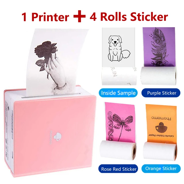 $US $36.26 Thermal Printer Photos Maker Phomemo M02 with Colorful Paper Rolls Text Barcode Sticker Labeler Wireless Phone App Print Machine