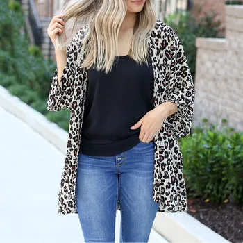 

2020 Women Winter Coats Long Sleeve Cardigan Tops Casual Leopard Print Loose Outwear Plus Size Trench Coat casaco feminino