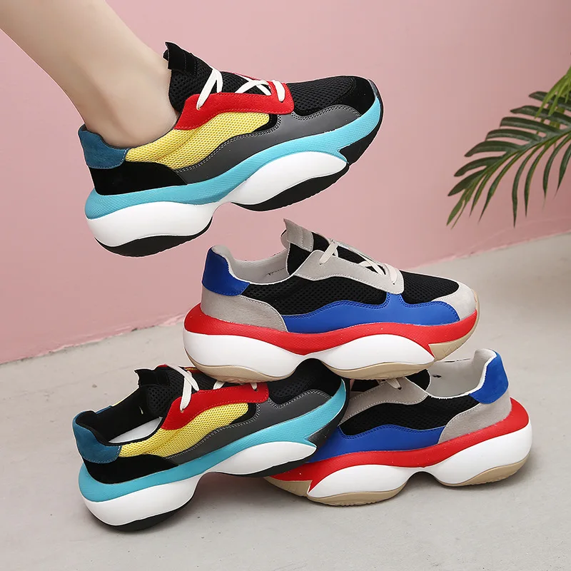 

Dad Shoes Women's INS Fashion Summer Punched Sheet Surface Casual Thick Bottomed Platform Sports Autumn Shoes Women's 2019 New S