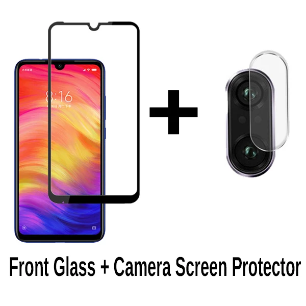 2-в-1 Камера закаленное Стекло для Xiaomi Redmi Note 7 Экран пленка на весь экран Стекло на Red mi 7 Red mi Note 7 mi 7 Redmy пленка - Цвет: 2-in-1