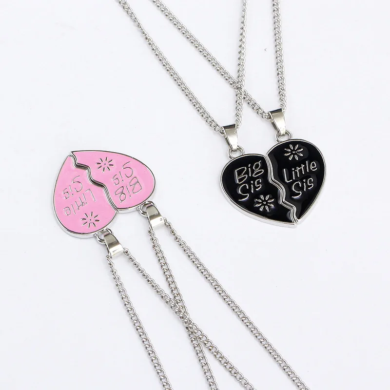 

Hot Sales Europe And America Accessories Good Sisters Little Big Sister Two Flap Joint Heart Necklace