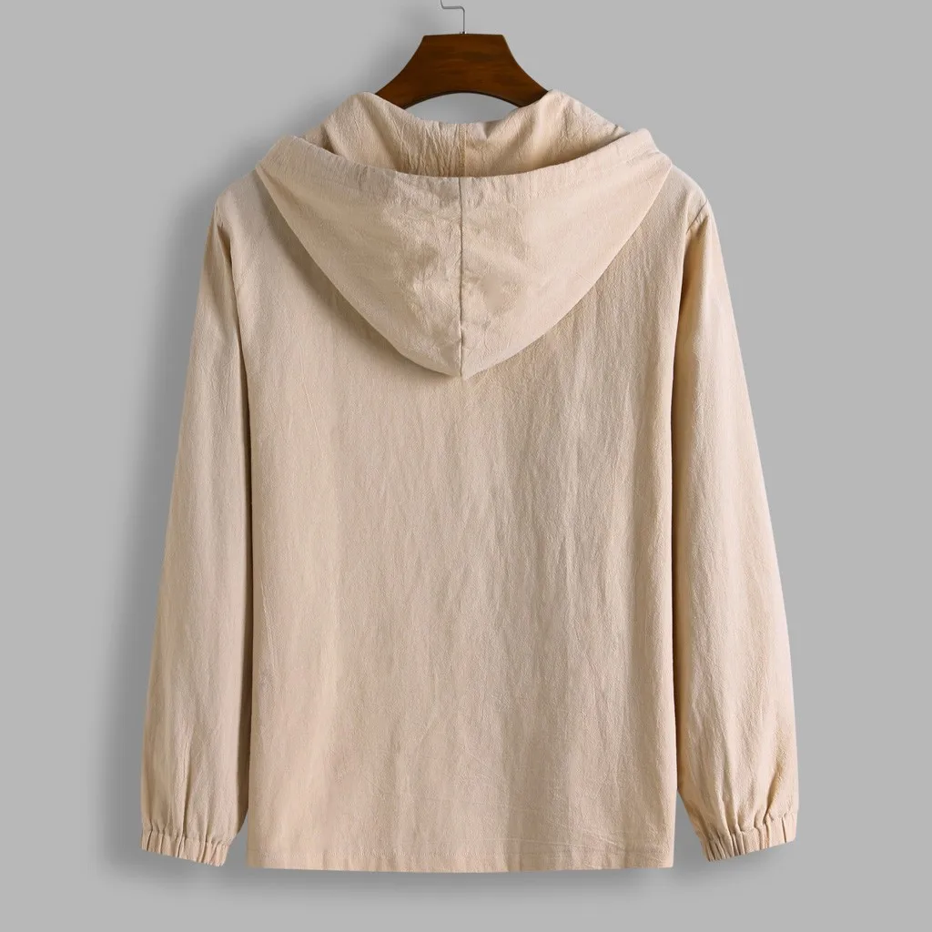 Весна и осень Мужская рубашка мужские рубашки мужские свободные с хлопком, плотный цвет с капюшоном пуговица с длинным рукавом рубашка блузка