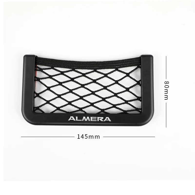 1pcs Car Seat Side Back Storage Net Bag Phone Holder Pocket Organizer for Nissan Almera G15 N16 Car-Styling Accessories