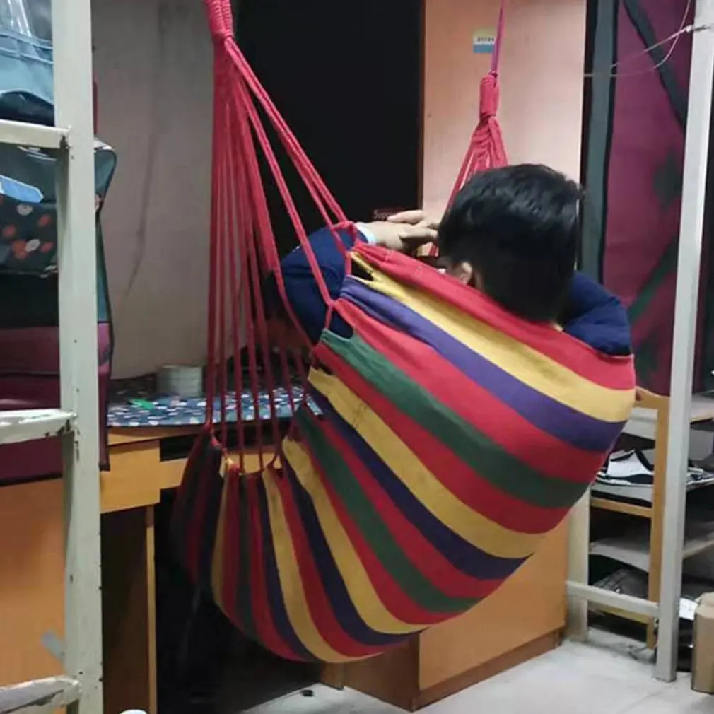 Hot Portable Hanging Hammock Indoor Lazy Chair Travel Outdoor Camping Swing Chair Thick Canvas Bed Hammocks 200KG Load Bearing