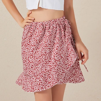 

Multi Dot Print Short Mini Skirts Women Summer Ruffle High Waist Skirt Ladies Streetwear Slim Bottoms 2020