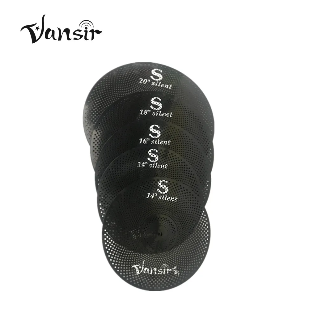 Vansir Black Color Low Volume Cymbal Set 14" 16" 18" 20" 5 Pcs Silent Cymbal Percussion Instrument