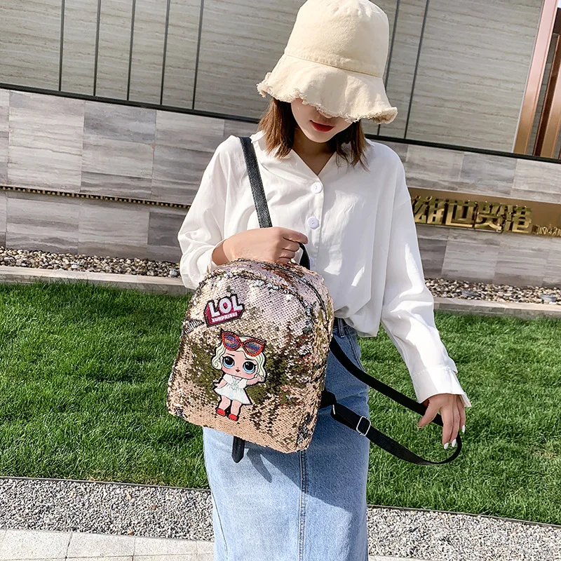 

Backpack Bag Women's 2019 New Style Korean-style Cartoon Cute Doll Sequin Small Bookbag INS Super Fire Female Backpack